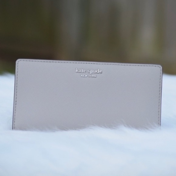 Kate Spade large slim bifold wallet Grey - Picture 2 of 4